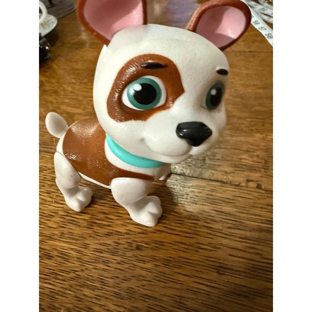 Bulldog Puppy Figure Brown White Teal Collar‎ 3 Inch Toy